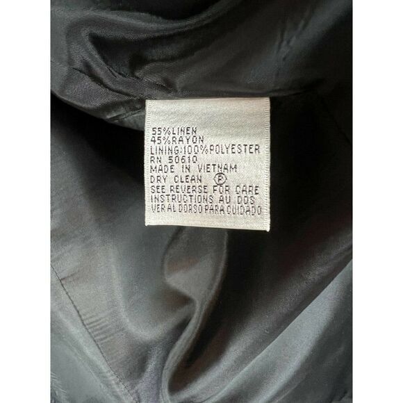 LE SUIT black linen blend lined stitch open front classic jacket cardigan 10 - Picture 5 of 8